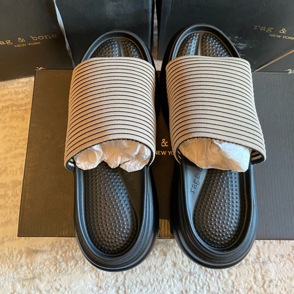 Rag & Bone Black and Beige Slide Sandals main image 0